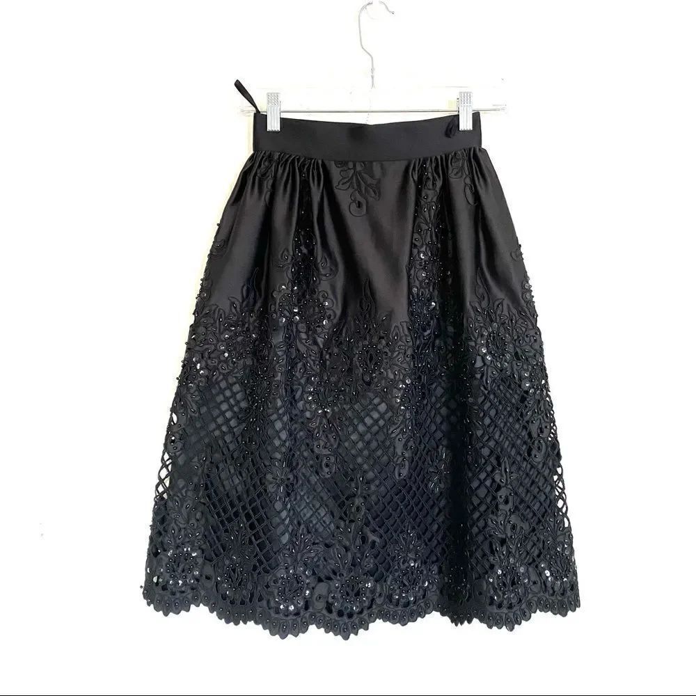 EDWARDÂ ACHOUR FOLAâMESHâEMBROIDEREDâTulipâMidiâskirt